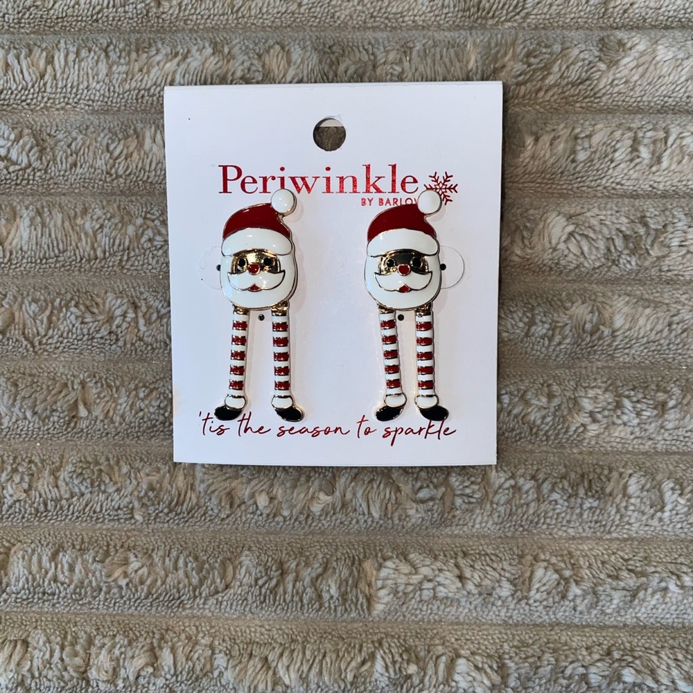 🎅 Periwinkle Santa Earrings – Festive Holiday Dangle Jewelry 🎄✨